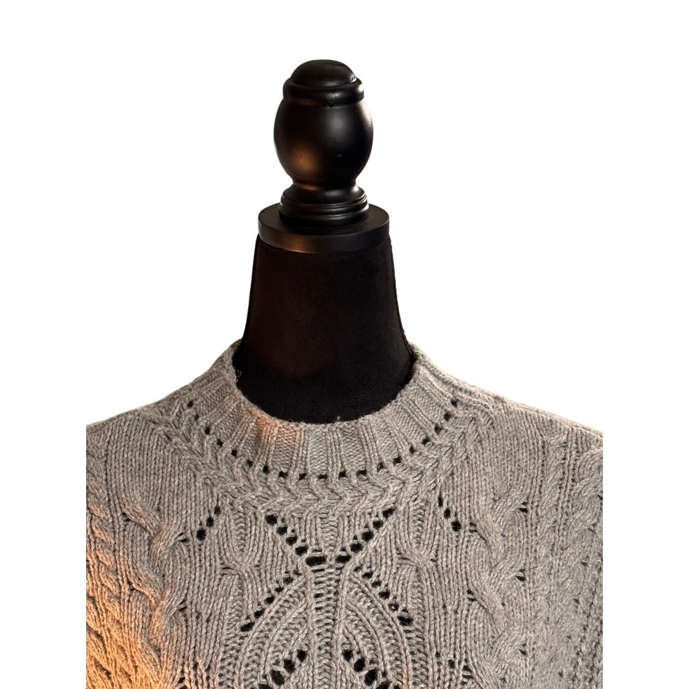 Veronica Beard Pinkett Gray Mélange Pointelle Mock Neck Sweater Vest Womens L - Picture 10 of 16